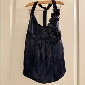 100% silk embellished halter tank